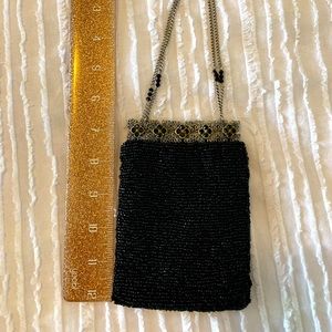 Clara studio black beaded evening purse bag